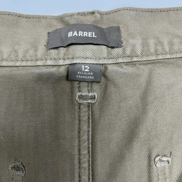 American Eagle Barrel Jeans Womens 12 Taupe Wide Leg Cropped Organic Cotton - Picture 9 of 16